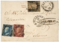 Antichi Stati Italiani - Sicilia - Lettera tricolore (4b + 8d + 9d)