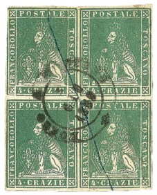 Antichi Stati Italiani - Toscana - 1857 - Quartina del 4 crazie verde (14)