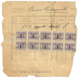 RSI - 1944 - Blocco di 10 del 5 lire segnatasse (70) su modulo del 30.11.44 per Torino