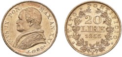 PIO IX, Giovanni Maria Mastai-Ferretti (1846-1870) - 20 lire 1866, anno XXI