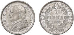 PIO IX, Giovanni Maria Mastai-Ferretti (1846-1870) - 1 lira 1868, an. XXIII, IV tipo