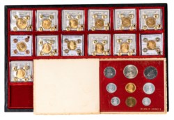 CITTA' DEL VATICANO - da Pio XI a Giovanni XXIII (1929-1963) - Lotto di 14 esemplari da 100 lire in oro