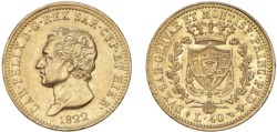 CARLO FELICE (1821-1831) - 40 lire 1822, Torino