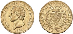 CARLO FELICE (1821-1831) - 20 lire 1824, Torino