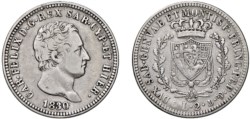 CARLO FELICE (1821-1831) - 2 lire 1830, Genova