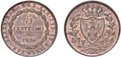 CARLO FELICE (1821-1831) - 5 centesimi 1826, Torino