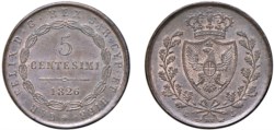 CARLO FELICE (1821-1831) - 5 centesimi 1826, Genova