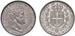 CARLO ALBERTO (1831-1849) - 5 lire 1836, Genova