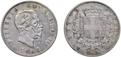 VITTORIO EMANUELE II (1861-1878) - 5 lire 1862, Napoli