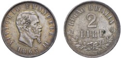 VITTORIO EMANUELE II (1861-1878) - 2 lire 1863, Valore, Napoli