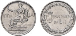 VITTORIO EMANUELE III (1900-1943) - Buono da 1 lira 1926