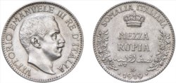 VITTORIO EMANUELE III, Somalia italiana (1909-1925) - Mezza rupia 1919