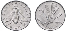 REPUBBLICA ITALIANA (1946-) - 2 lire 1958