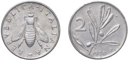 REPUBBLICA ITALIANA (1946-) - 2 lire 1958