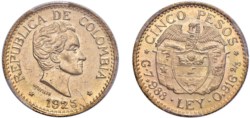 COLOMBIA - 5 peso 1925