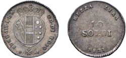 FIRENZE - FERDINANDO III (1791-1824) - 10 soldi da 1/2 lira, 1821