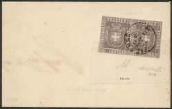 Antichi Stati Italiani - Toscana - 1860 - Gran parte di circolare affrancata con coppia del 1 cent violetto bruno (Sassone 17) annullato con bollo cerchio piccolo di Firenze del 13 novembre 1860