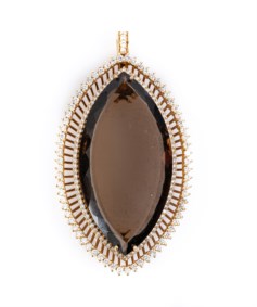 18kt rose gold and smoky quartz pendant