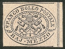 Antichi Stati Italiani - Stato pontificio - 1852 - 1/2 baj (1A)