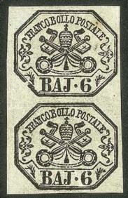 Antichi Stati Italiani - Stato pontificio - 1852 - 6 baj (7 cat.5000)