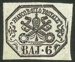 Antichi Stati Italiani - Stato pontificio - 1852 - 6 baj (7f)