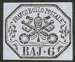 Antichi Stati Italiani - Stato pontificio - 1852 - 6 baj (7A)