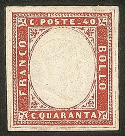 Antichi Stati Italiani - Sardegna - 1857 - 40 cent (16A cat.7000+)