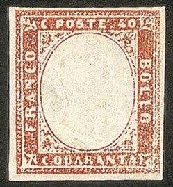 Antichi Stati Italiani - Sardegna - 1857 - 40 cent (16Ab)