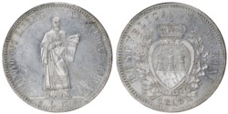 SAN MARINO - Vecchia monetazione (1864-1938) - 5 lire 1898, Roma.