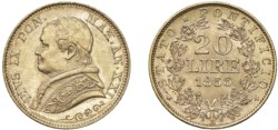 PIO IX,  Giovanni Maria Mastai-Ferretti (1846-1870) - 20 lire 1866, an. XXI.