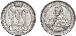 SAN MARINO - Vecchia monetazione (1864-1938) - 20 lire 1937, Roma.