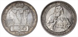 SAN MARINO - Vecchia monetazione (1864-1938) - 20 lire 1938, Roma.