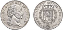 VITTORIO EMANUELE I (1802-1821) - 5 lire 1820.