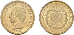 CARLO FELICE (1821-1831) - 80 lire 1828, Torino, P in ovale.