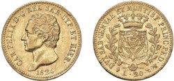 CARLO FELICE (1821-1831) - 20 lire 1824, Torino.