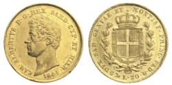 CARLO ALBERTO (1831-1849) - 20 lire 1841, Genova.