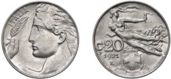 VITTORIO EMANUELE III (1900-1943) - 20 centesimi 1921.