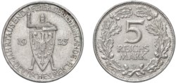 GERMANIA - REPUBBLICA DI WEIMAR (1919-1933) - 5 marchi 1925-D.