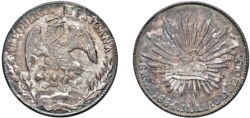 MESSICO - REPUBBLICA (1823-) - 8 reales 1884, ML, Alamos.