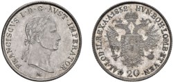 MILANO - FRANCESCO I, Monetazione per l'Impero austriaco (1815-1835) - 20 kreuzer 1832, II tipo.