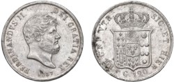 NAPOLI - FERDINANDO II (1830-1859) - Piastra da 120 grana, 1857, VI tipo.