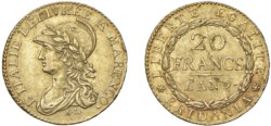 TORINO - REPUBBLICA SUBALPINA (1800-1802) - 20 franchi, an. 9.